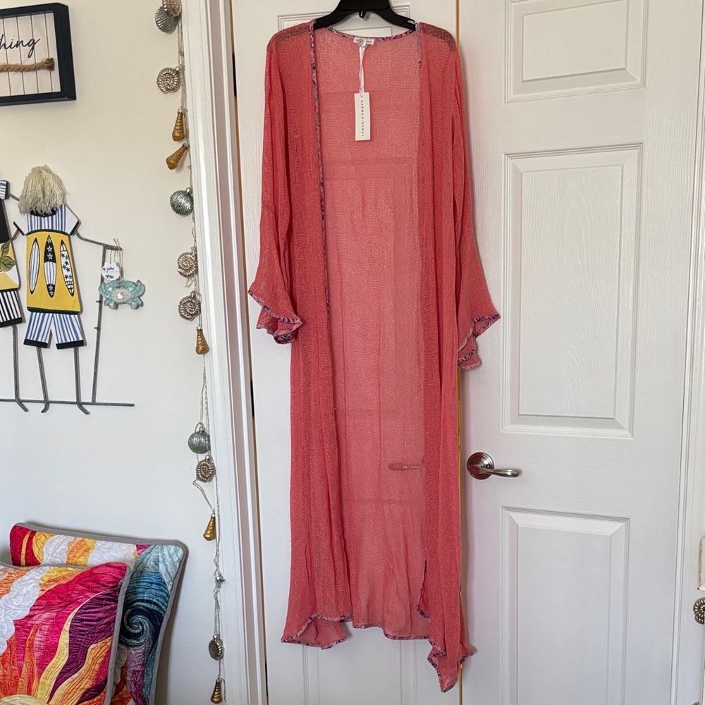 Red Sheer Long Kimono